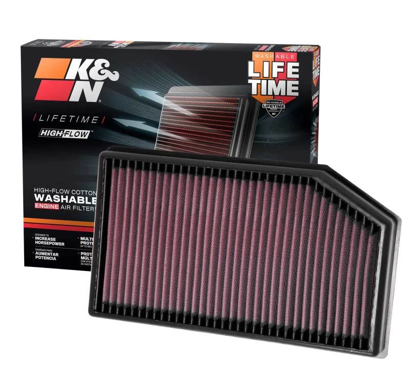 K&N 2018 Jeep Wrangler JL 2.0L/3.6L F/I Drop In Air Filter - Back View