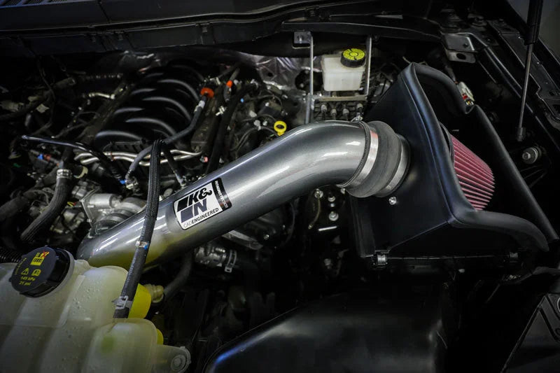 K&N 2021+ Ford F-150 V8-5.0L F/I High Flow Performance Intake Kit - Installation View