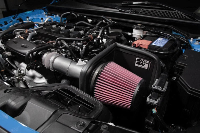 K&N 2022 Honda Civic 1.5L Turbo L4 Silver Typhoon Intake - Back View