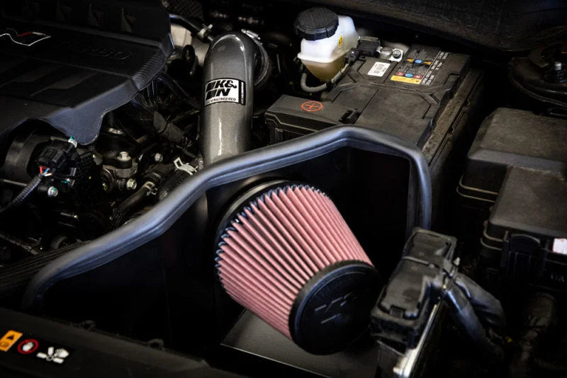 K&N 2022 Hyundai Elantra N 2.0L L4 Silver Typhoon Intake - Back View