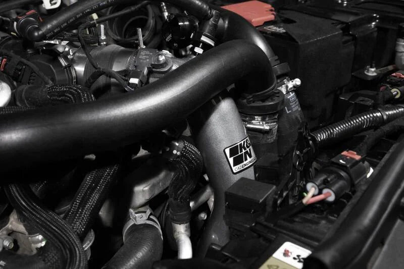 K&N 2023 Ford Bronco Raptor 3.0L V6 Aluminum Charge Pipe Kit - Gunmetal Gray - Installation View