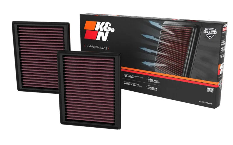 K&N 2023 Nissan Z 3.0L V6 Replacement Air Filter (Includes 2 Filters) - Installation View