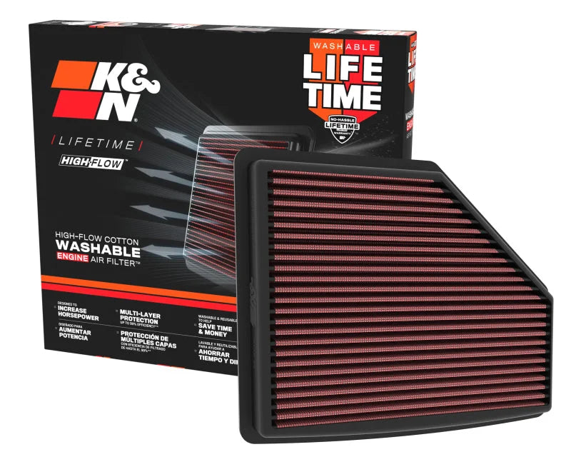 K&N 21-22 Acura TLX V6 3.0L Replacement Air Filter - Back View