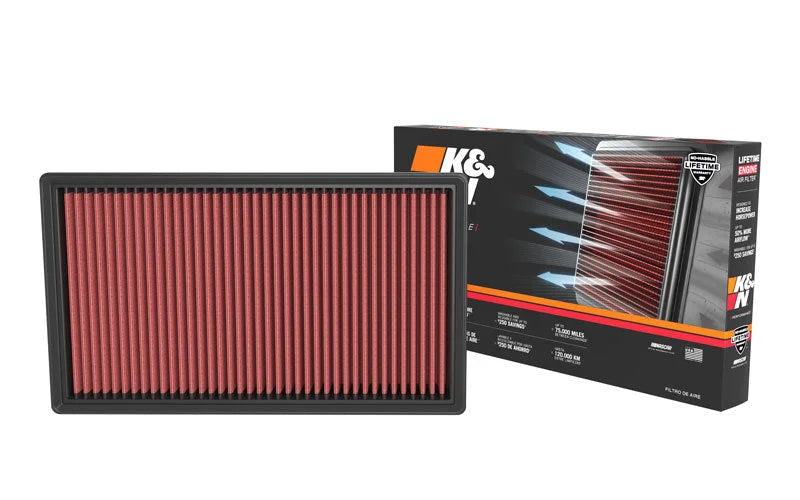 K&N 21-22 Mercedes-Benz C300 2.0L L4 Replacement Air Filter - Back View