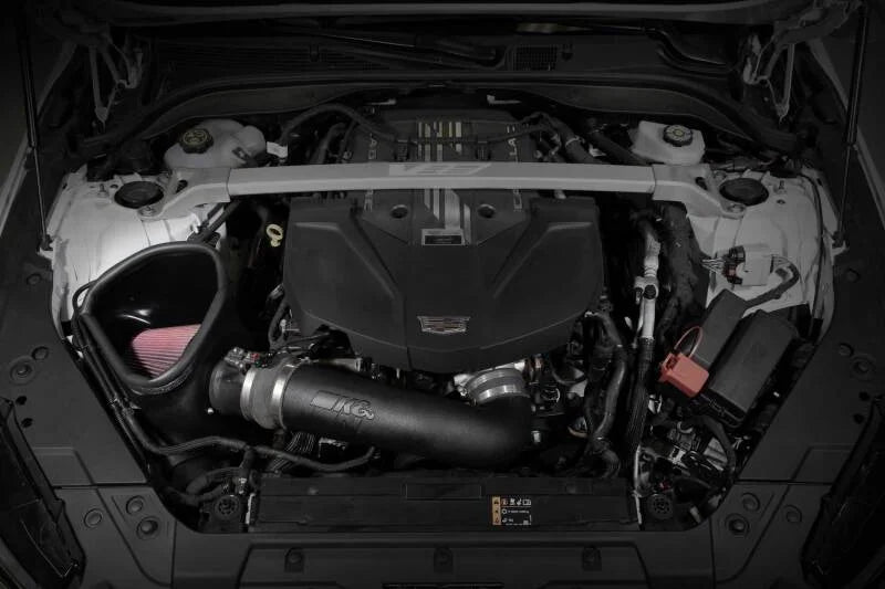 K&N 22-24 Cadillac CT5 6.2L V8 Performance Air Intake System - Back View