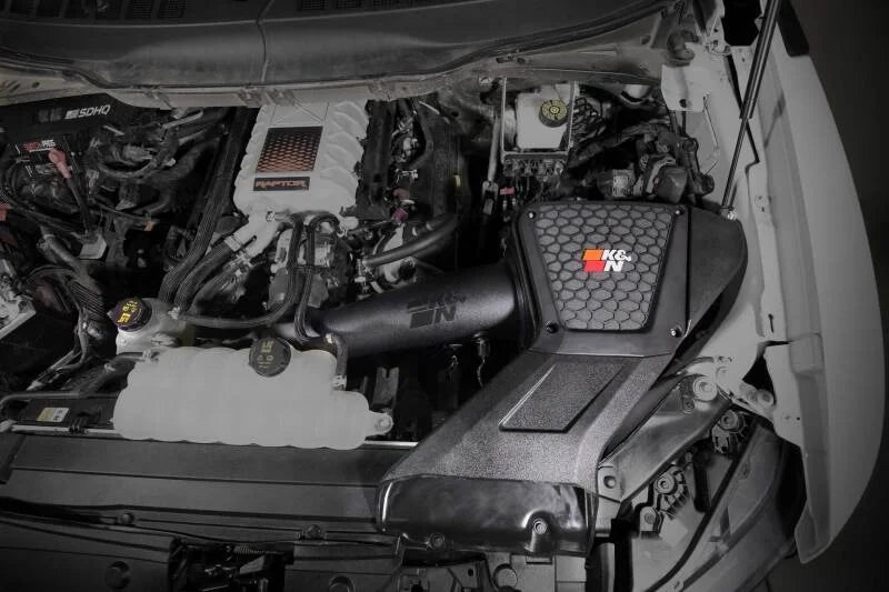 K&N 23-24 Ford F150 Raptor R 5.2L V8 Performance Air Intake System - Back View