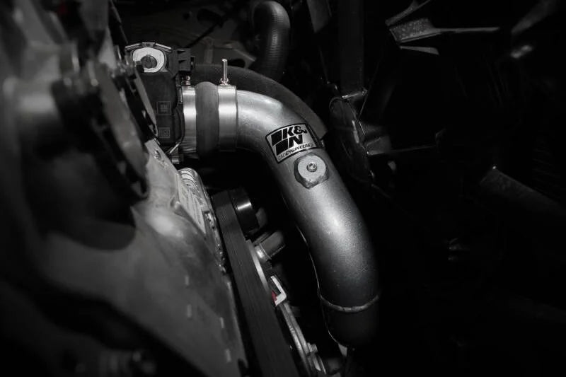 K&N 23-24 GM Colorado/Canyon 2.7L L4 Charge Pipe - Aluminum Tube - Gunmetal Gray - Back View