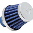 Load image into Gallery viewer, K&amp;N 2in Base OD x .375in Flange ID x 1.75in H Rubber Base Crankcase Vent Filter - Blue - Main Product View