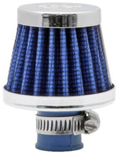 Load image into Gallery viewer, K&amp;N 2in Base OD x .375in Flange ID x 1.75in H Rubber Base Crankcase Vent Filter - Blue - Back View