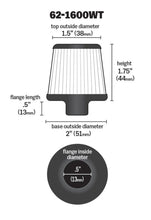 Load image into Gallery viewer, K&amp;N 2in Base OD x .375in Flange ID x 1.75in H Rubber Base Crankcase Vent Filter - White - Side View