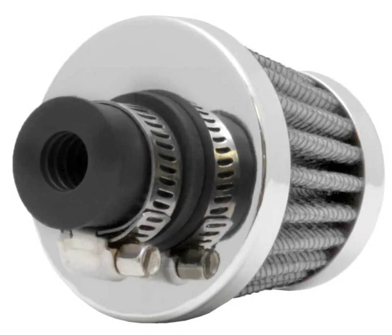 K&N 2in Base OD x .375in Flange ID x 1.75in H Rubber Base Crankcase Vent Filter - White - Back View
