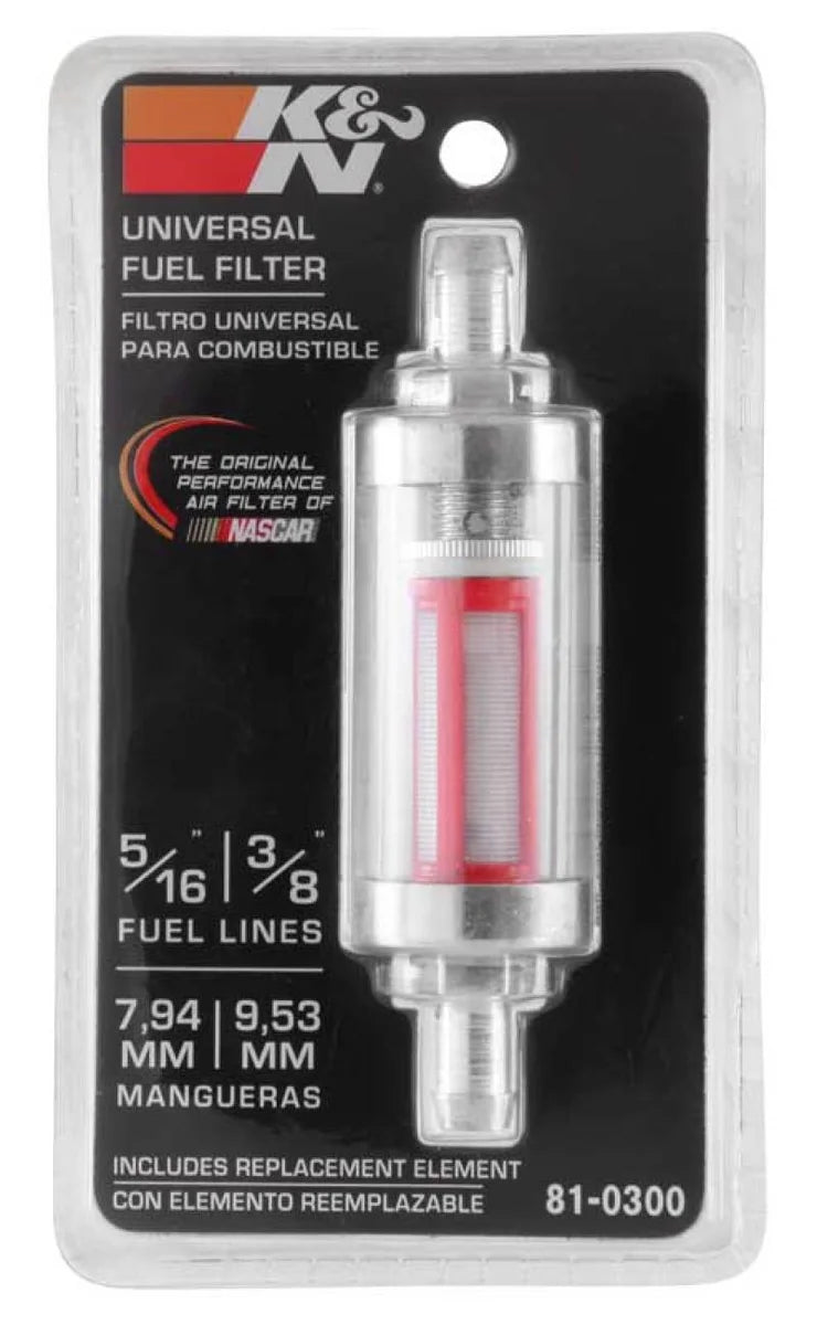 K&N 5/16in x 3/8in Universal Replacement In-Line Fuel Filter - Installation View