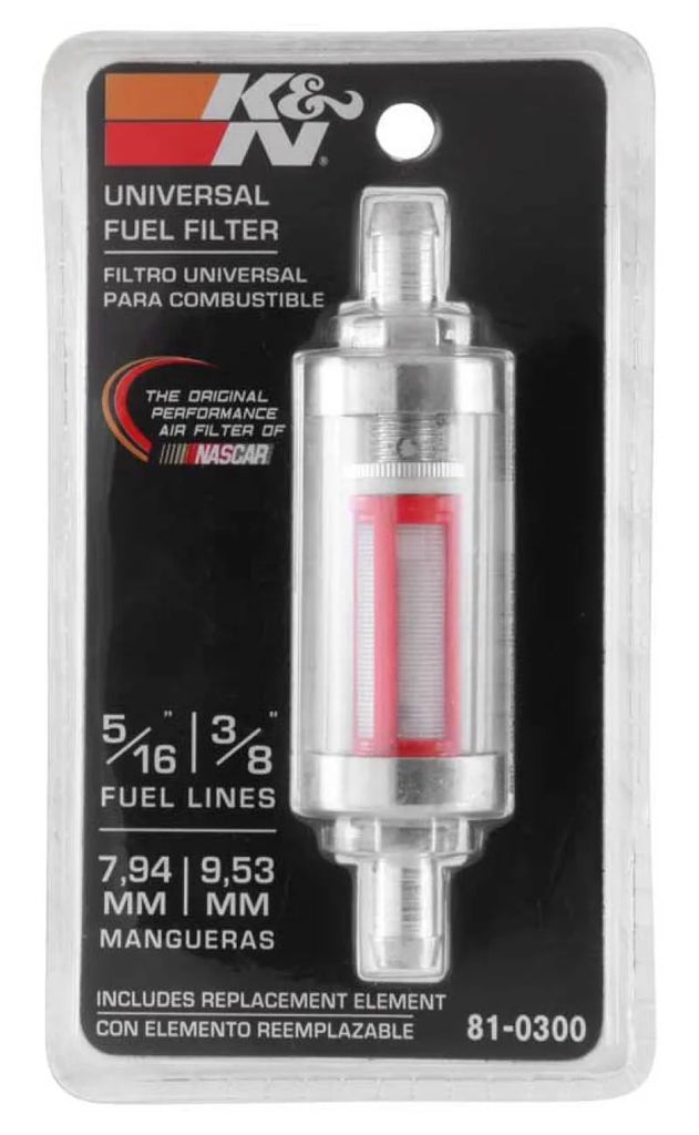 K&N 5/16in x 3/8in Universal Replacement In-Line Fuel Filter - Installation View