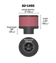 Load image into Gallery viewer, K&amp;N .5in Flange ID x 3in OD x 3.25in H Rubber Base Crankcase Vent Filter - Side View