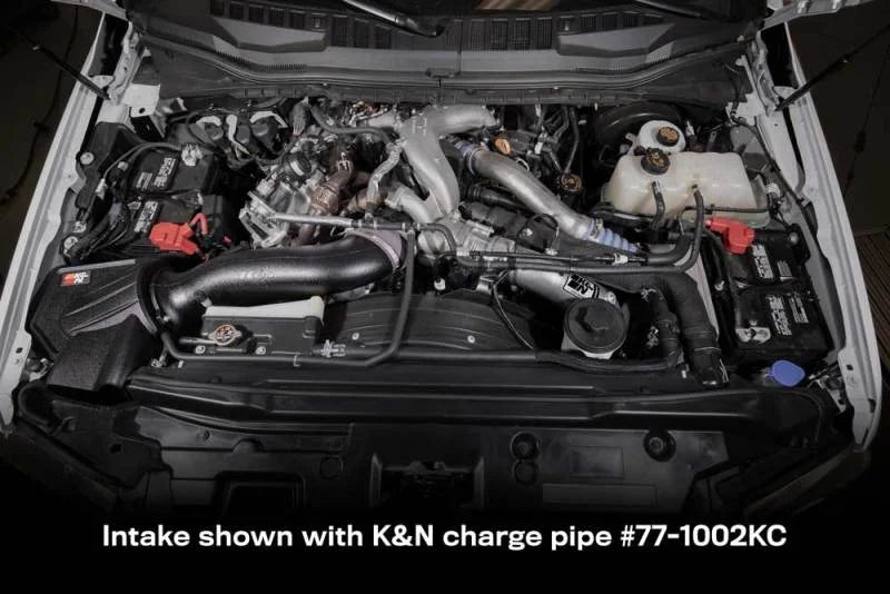 K&N 63 Series AirCharger Performance Intake 20-21 Ford F250 V8-6.7L DSL - Installation View