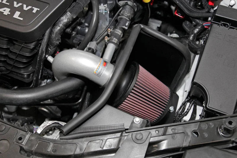K&N 69 Series Typhoon Performance 13 Chrysler/Dodge 200/Avenger 2.4L Silver Cold Air Intake Kit - Side View