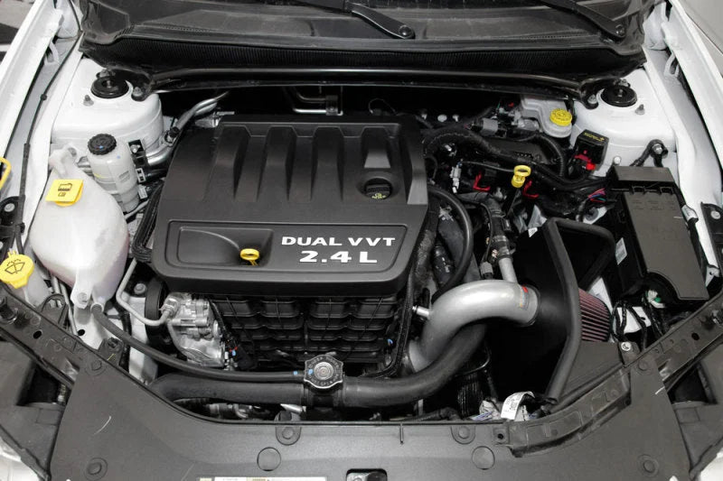 K&N 69 Series Typhoon Performance 13 Chrysler/Dodge 200/Avenger 2.4L Silver Cold Air Intake Kit - Back View