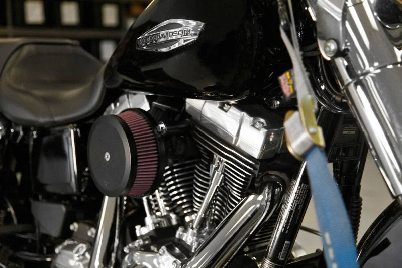K&N 99+ Harley Davidson Street Metal Intake System - Hammer Black - Back View
