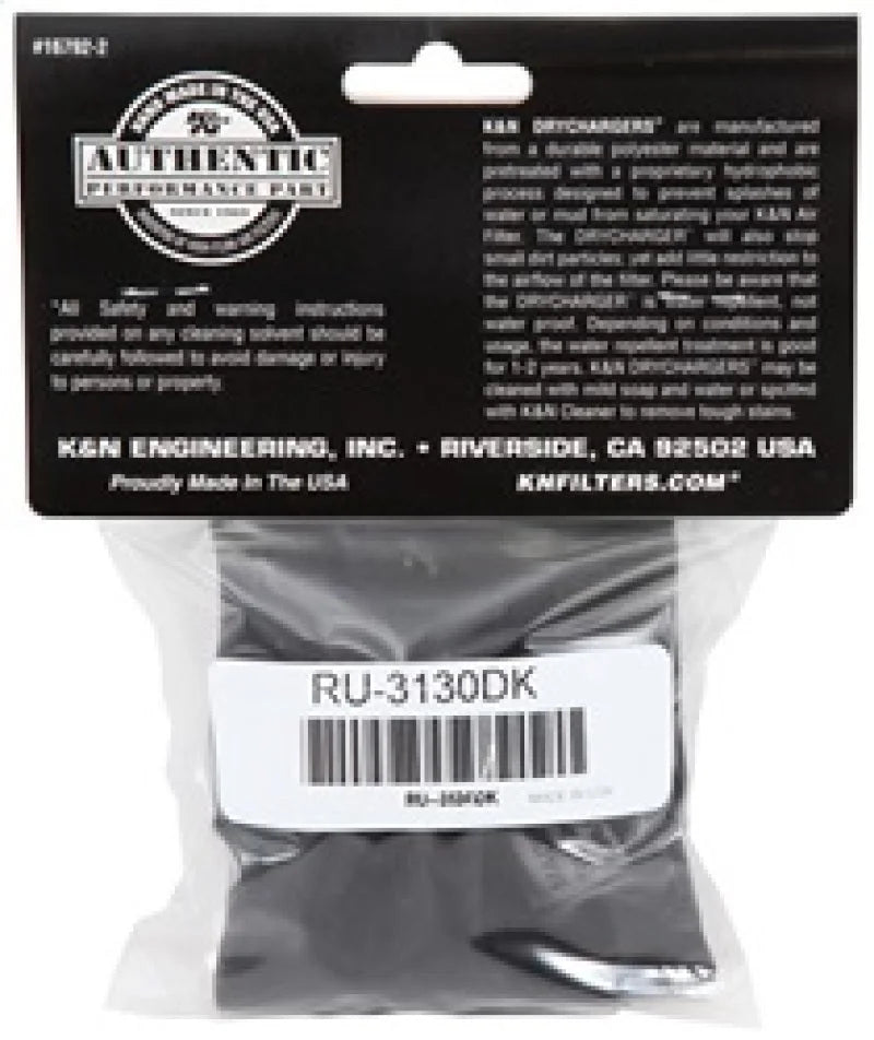 K&N Air Filter Wrap Black RU-3130 - Back View
