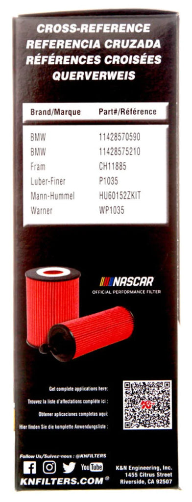 K&N Automotive Oil Filter - 14-17 Mini Cooper 1.5L L3 Gas - Back View