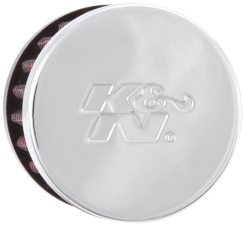 K&N Clamp On Rubber Base Crankcase Vent Filter 0.5in Flange ID 2in OD 1.5in Height - Side View