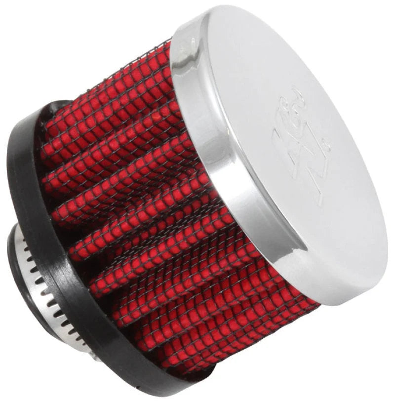 K&N Clamp On Rubber Base Crankcase Vent Filter 0.5in Flange ID 2in OD 1.5in Height - Back View