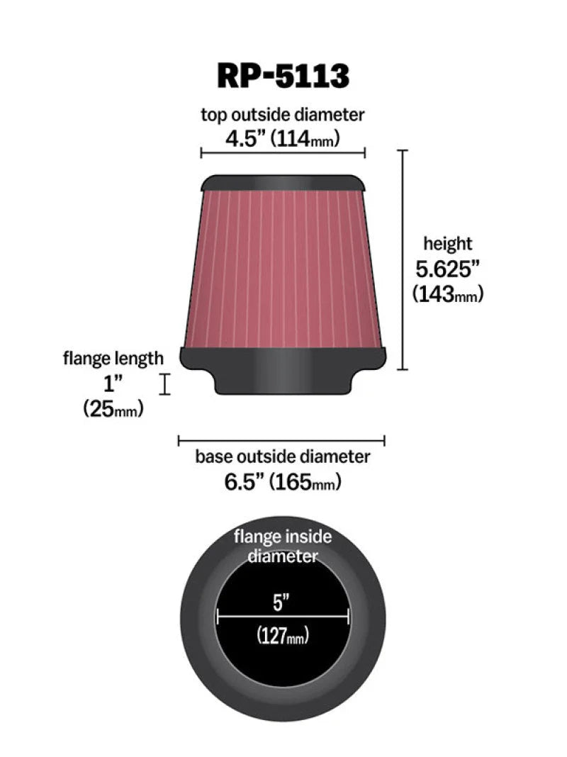 K&N Cone Filter 5in ID 6.5in base 4.5in top 5.625in height carbon fiber look - Additional View 9