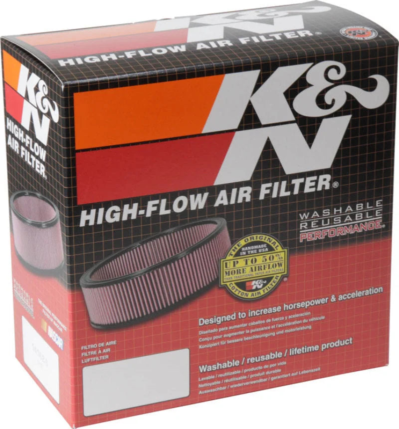 K&N Custom Oval Race Filter 5-1/8in FLG / 9in OD x 3-3/8in HW/VENT - Back View