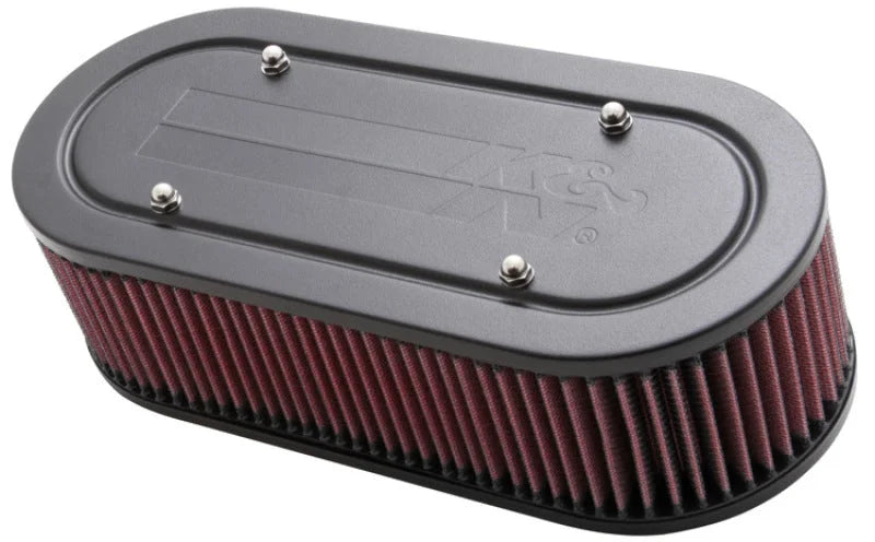 K&N Custom Oval Racing Assembly Red 11.96in Inside Length / 5.22in Inside Width / 3.25in Filter H - Main Product View