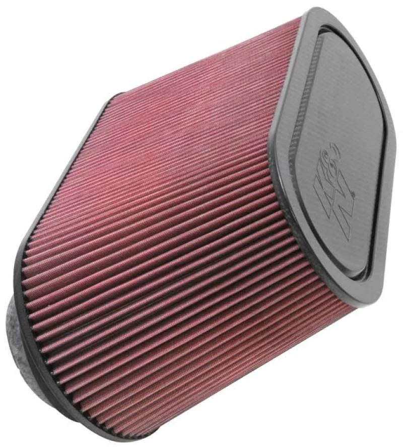 K&N Custom Racing Unique Oval Tapered Filter 17.313in OL B/7.75in OW B/14.625inOL T/6.125inOW T/9in - Side View