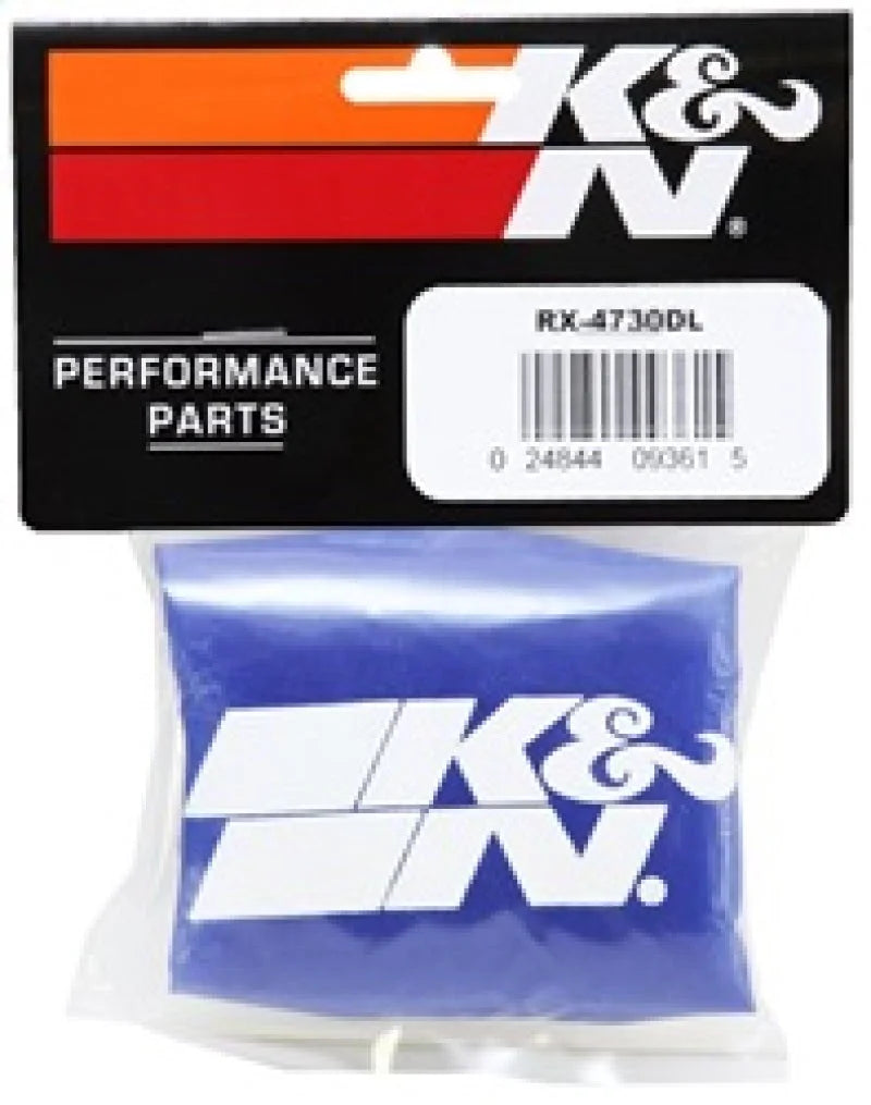 K&N Drycharger Air Filter Wrap Blue for RX-4730 - Side View