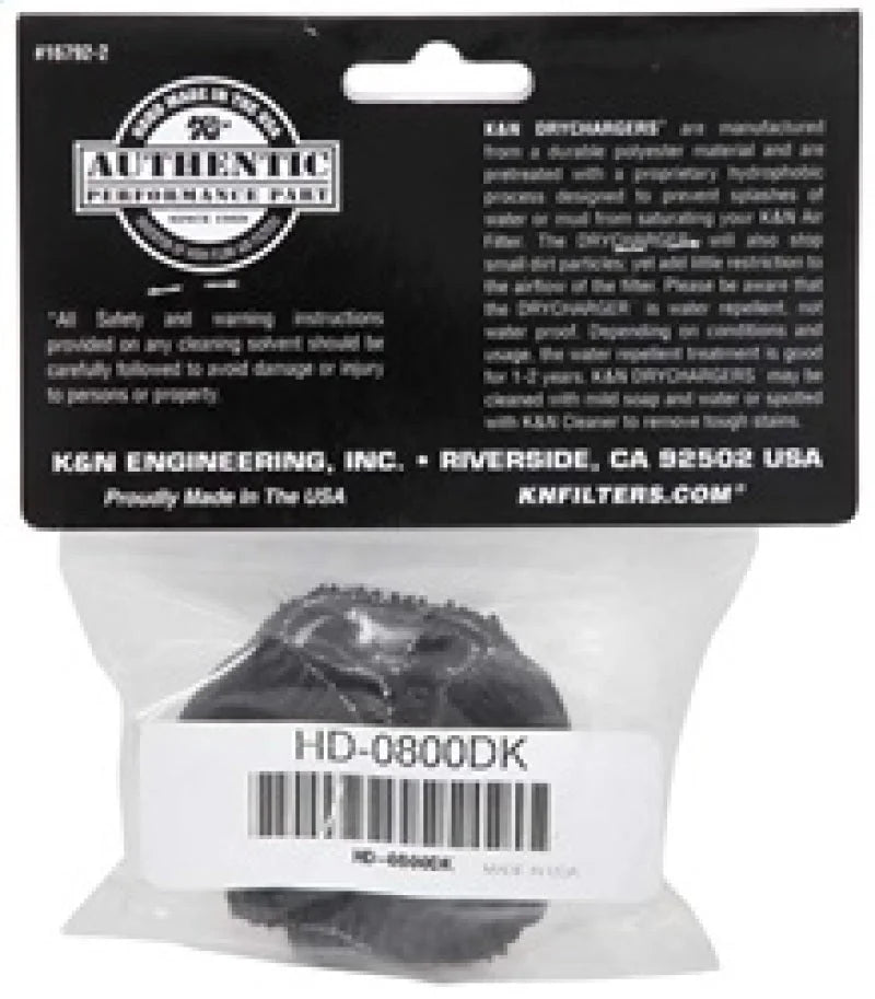 K&N Drycharger Air Filter Wrap HD-0800 Black - Side View