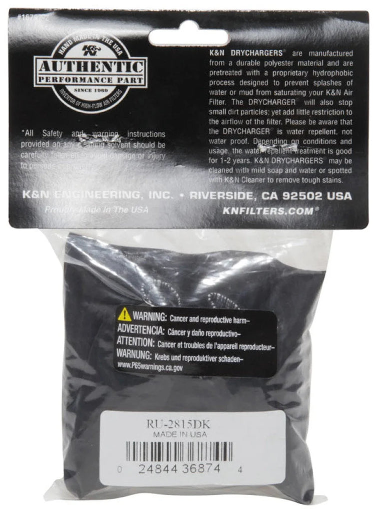 K&N Drycharger Air Filter Wrap RU-2815 Black - Installation View