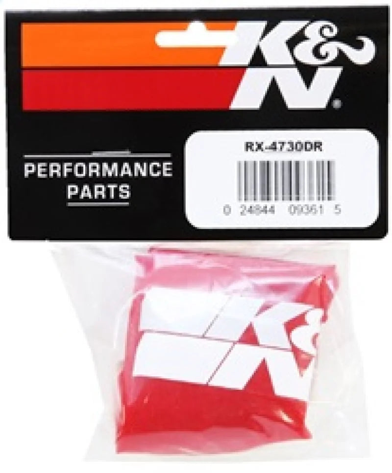 K&N Drycharger Air Filter Wrap Red 6in Base ID x 5in Top ID x 6.5in Height - Side View