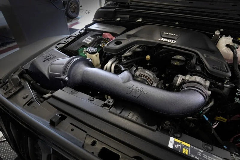 K&N Dryflow Air Intake System fits 2020-2025 Jeep Gladiator / 2018-2025 Jeep Wrangler JL V6-3.6L F/I - Back View