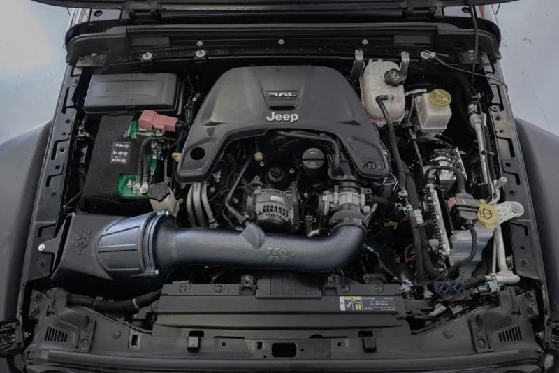 K&N Dryflow Air Intake System fits 2020-2025 Jeep Gladiator / 2018-2025 Jeep Wrangler JL V6-3.6L F/I - Installation View
