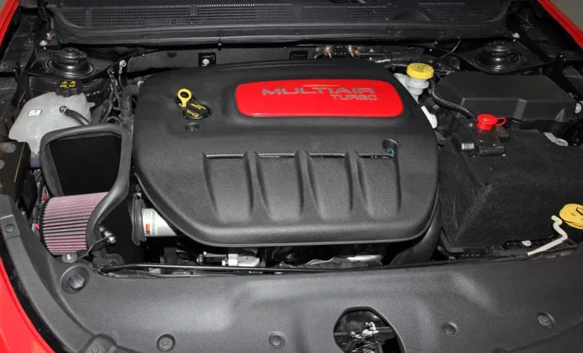 K&N 13-14 Dodge Dart 1.4L Silver Typhoon Performance Intake - Side View