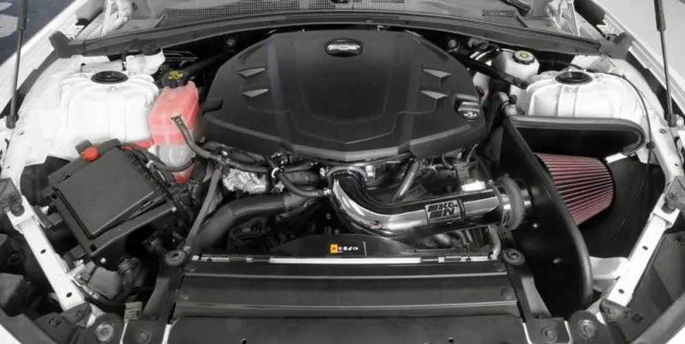 K&N 16-17 Chevy Camaro 3.6L Silver Typhoon Short Ram Intake - Side View