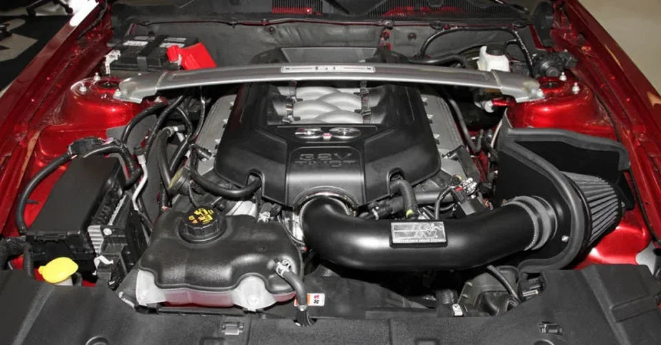 K&N 11-14 Ford Mustang GT 5.0L V8 Black Performance Intake Kit - Installation View