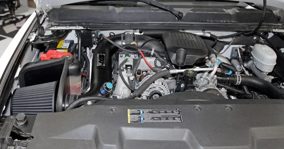 K&N 07-10 GMC Sierra 2500/3500 6.6L V8 Blackhawk Performance Intake Kit - Side View