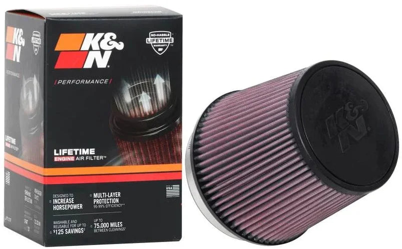 K&N Universal Tapered Filter 6in Flange ID x 7.5in Base OD x 5.875in Top OD x 6.5in Height - Back View