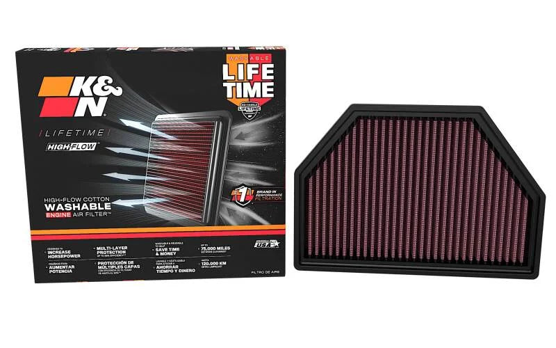 K&N Engineering Replacement Air Filter fits 2024-2026 BMW X5 / 2024-2026 BMW X6 / 2023-2026 BMW X7 - Back View