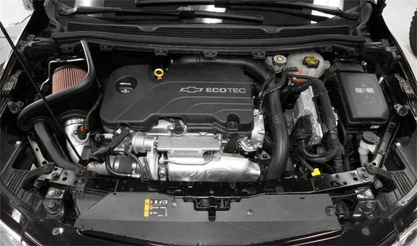 K&N 17-18 Chevy Cruze 1.4L Turbo Silver Typhoon Short Ram Intake - Side View