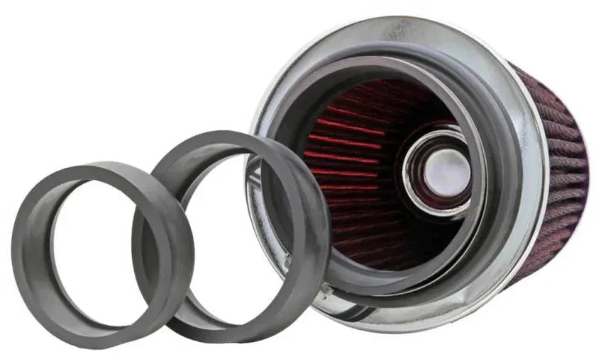 K&N Universal Air Filter Chrome Round Tapered Red - 4in Flange ID x 1.125in Flange Length x 5.5in H - Additional View 12