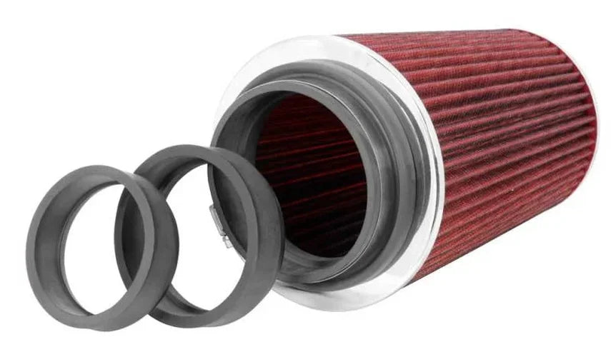 K&N Universal Air Filter Chrome Round Tapered Red - 4in Flange ID x 1.125in Flange Length x 9.5in H - Additional View 6
