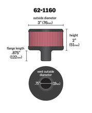 Load image into Gallery viewer, K&amp;N Filter 3/4in Vent 3in Diameter 2in Height - Installation View