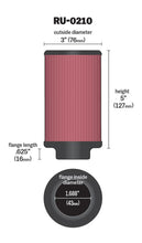 Load image into Gallery viewer, K&amp;N Filter Universal Rubber Filter 1-11/16in FLG / 3in OD / 5in Height - Side View