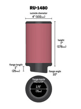 Load image into Gallery viewer, K&amp;N Filter Universal Rubber Filter 10 Degree Flange Angle 4in OD x 2.75in Flange ID x 7in H - Back View