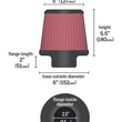 Load image into Gallery viewer, K&amp;N Filter Universal Rubber Filter 2 1/2 inch Flange 6 inch Base 5 inch Top 5 1/2 inch Height - Side View