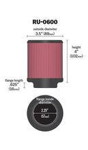 Load image into Gallery viewer, K&amp;N Filter Universal Rubber Filter 2 1/4 inch Flange 3 1/2 inch OD 4 inch Height - Side View